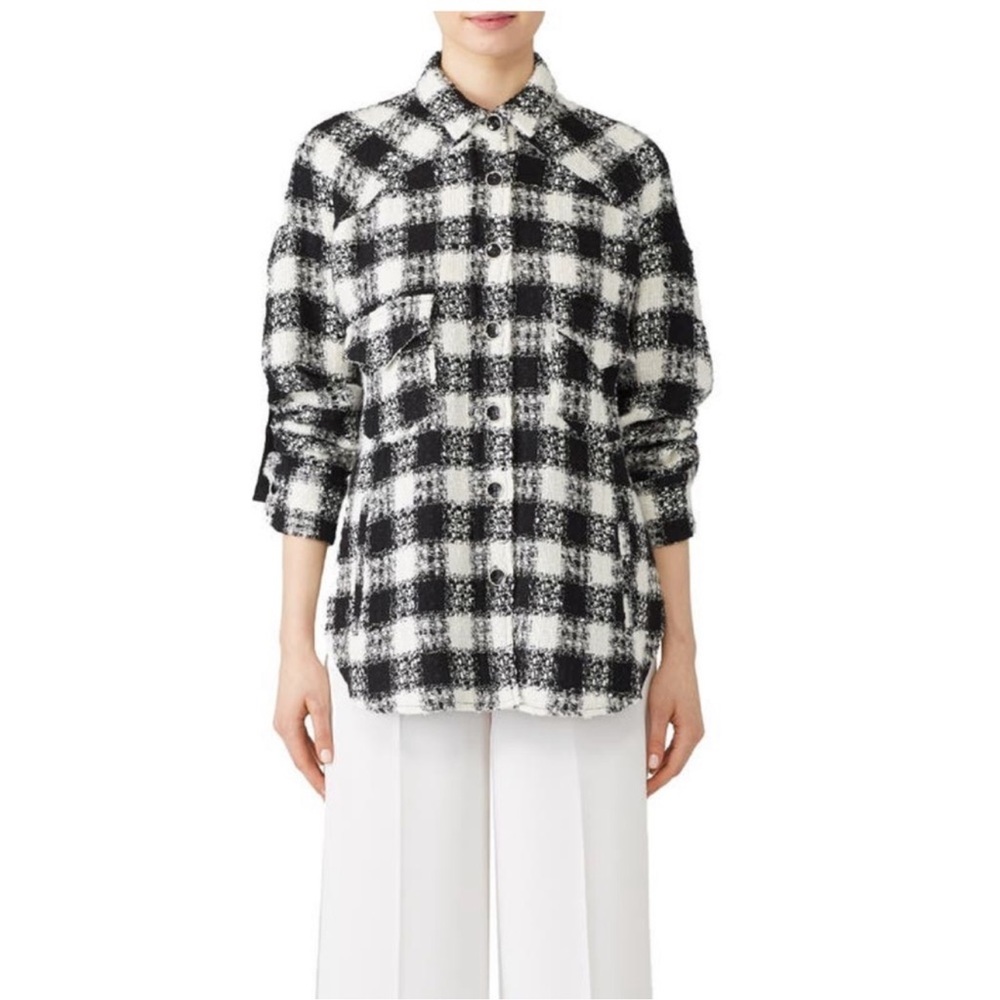 The Kooples sport black and white plaid button front shirt jacket shacket size L